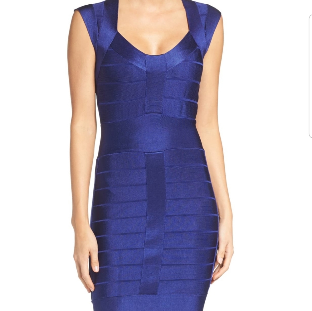 French Connection Royal Blue Bandage Midi Dress